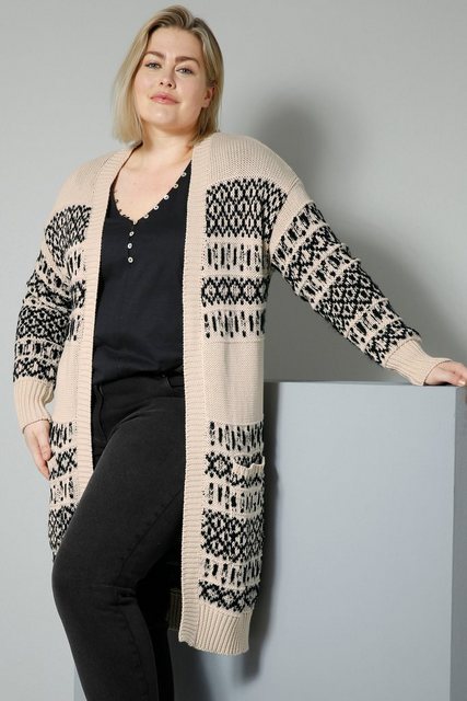 Sara Lindholm Strickjacke Long-Strickjacke offene Form Musterstrick Langarm günstig online kaufen