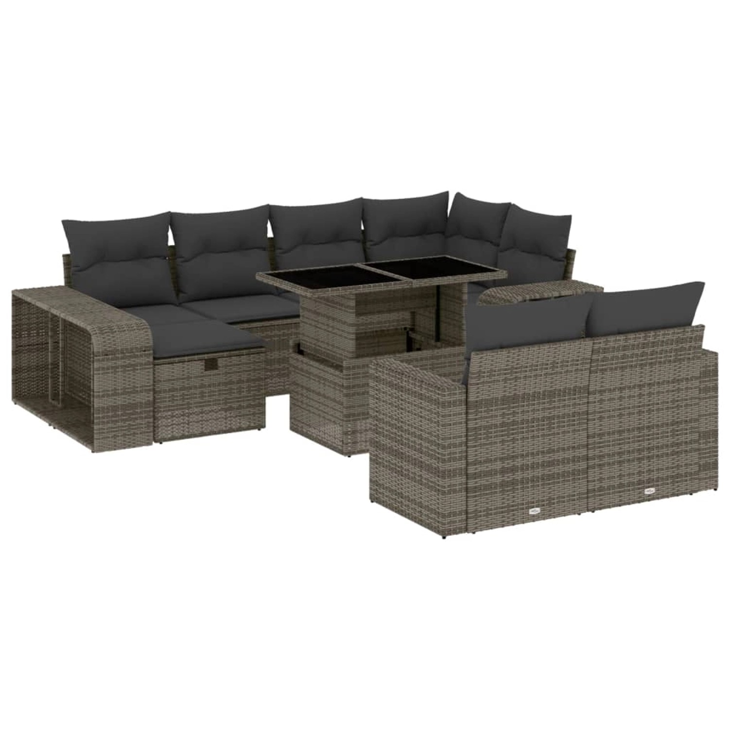 vidaXL 11-Tlg Garten-Sofagarnitur mit Kissen Grau Poly Rattan 3276506 günstig online kaufen