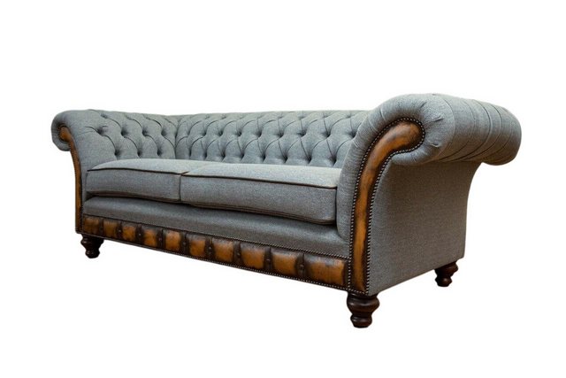 Xlmoebel Sofa Neues graues Chesterfield-Stoffsofa - Polstersitzmöbel aus Te günstig online kaufen