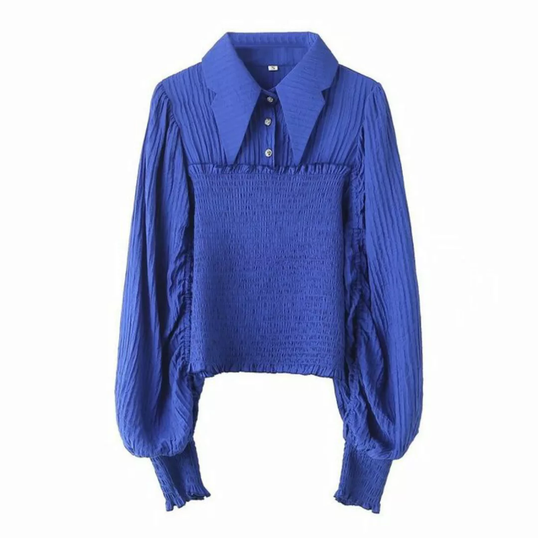 RUZU UG Blusentop Hemdbluse Neues Winter-Damen-Revers-Langarm-Shirt Damen günstig online kaufen