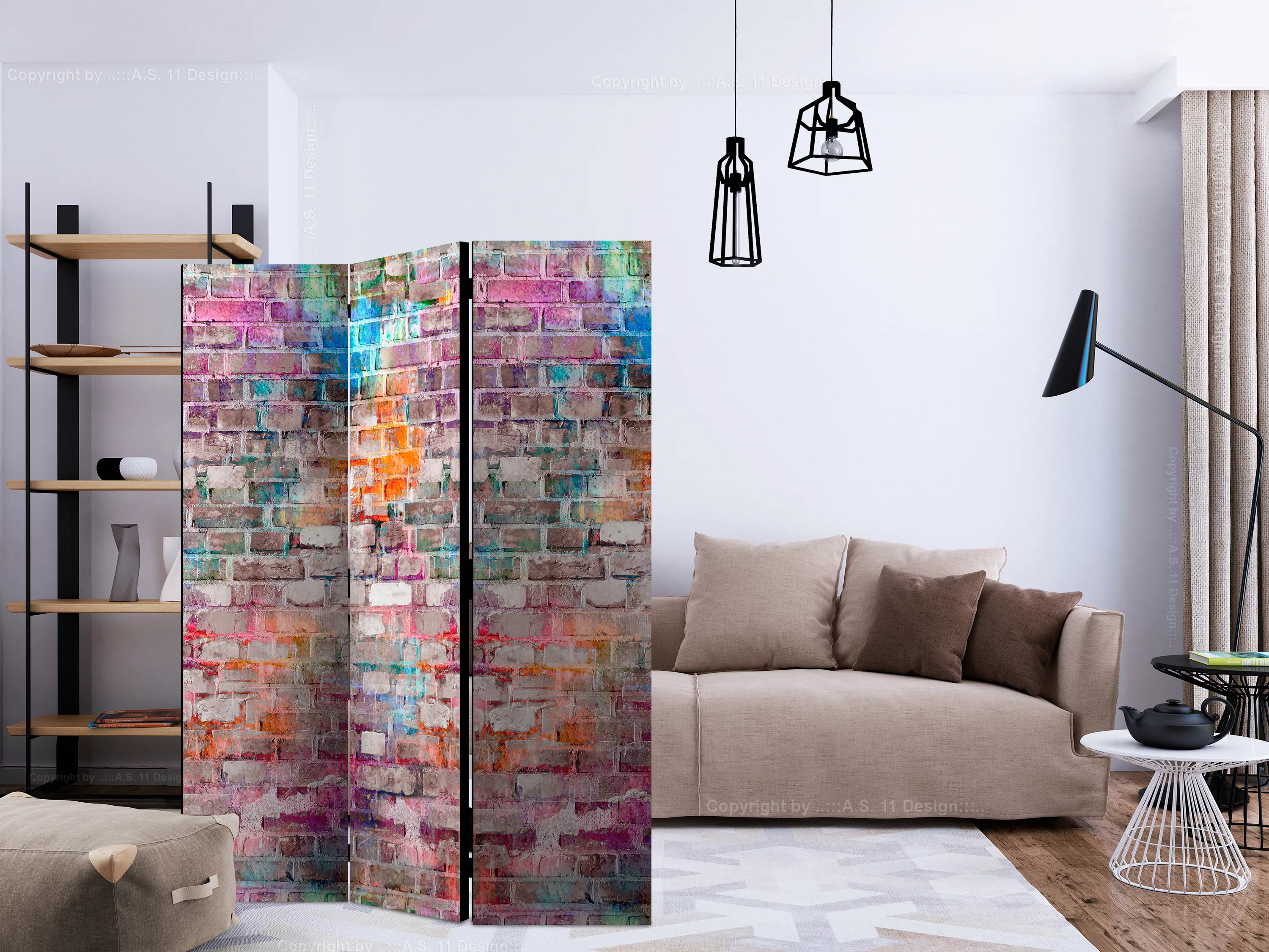 3-teiliges Paravent - Chromatic Wall [room Dividers] günstig online kaufen