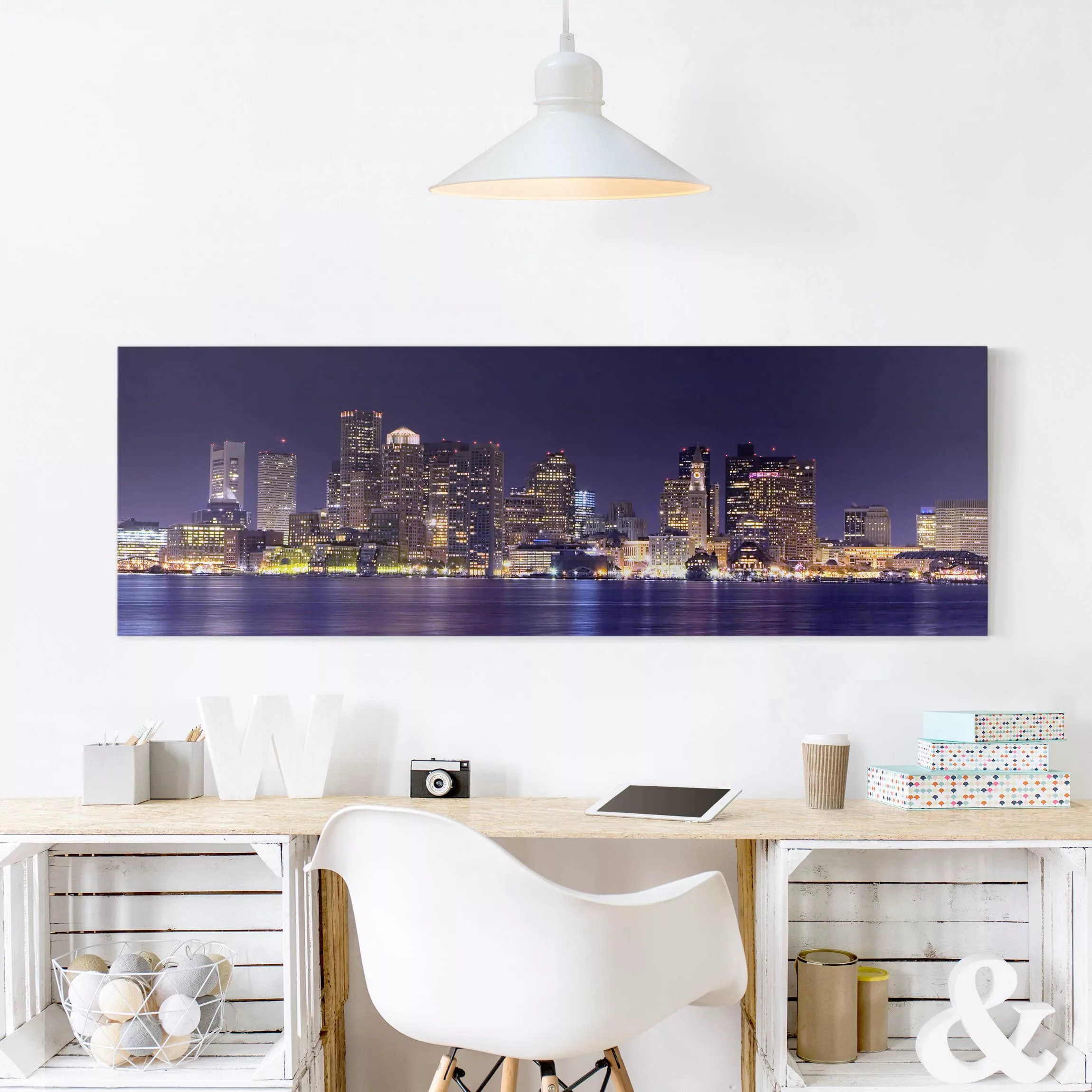 Leinwandbild Architektur & Skyline - Panorama Boston by Night günstig online kaufen