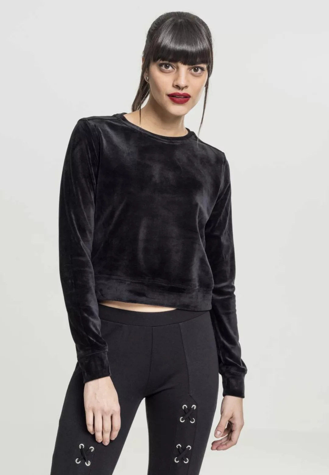 URBAN CLASSICS Sweater "Damen Ladies Short Velvet Crew", (1 tlg.) günstig online kaufen