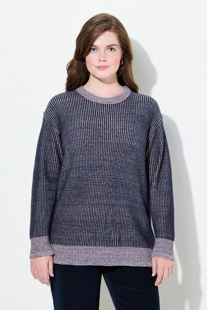 Ulla Popken Strickpullover Pullover Strickmuster Rundhals Langarm günstig online kaufen