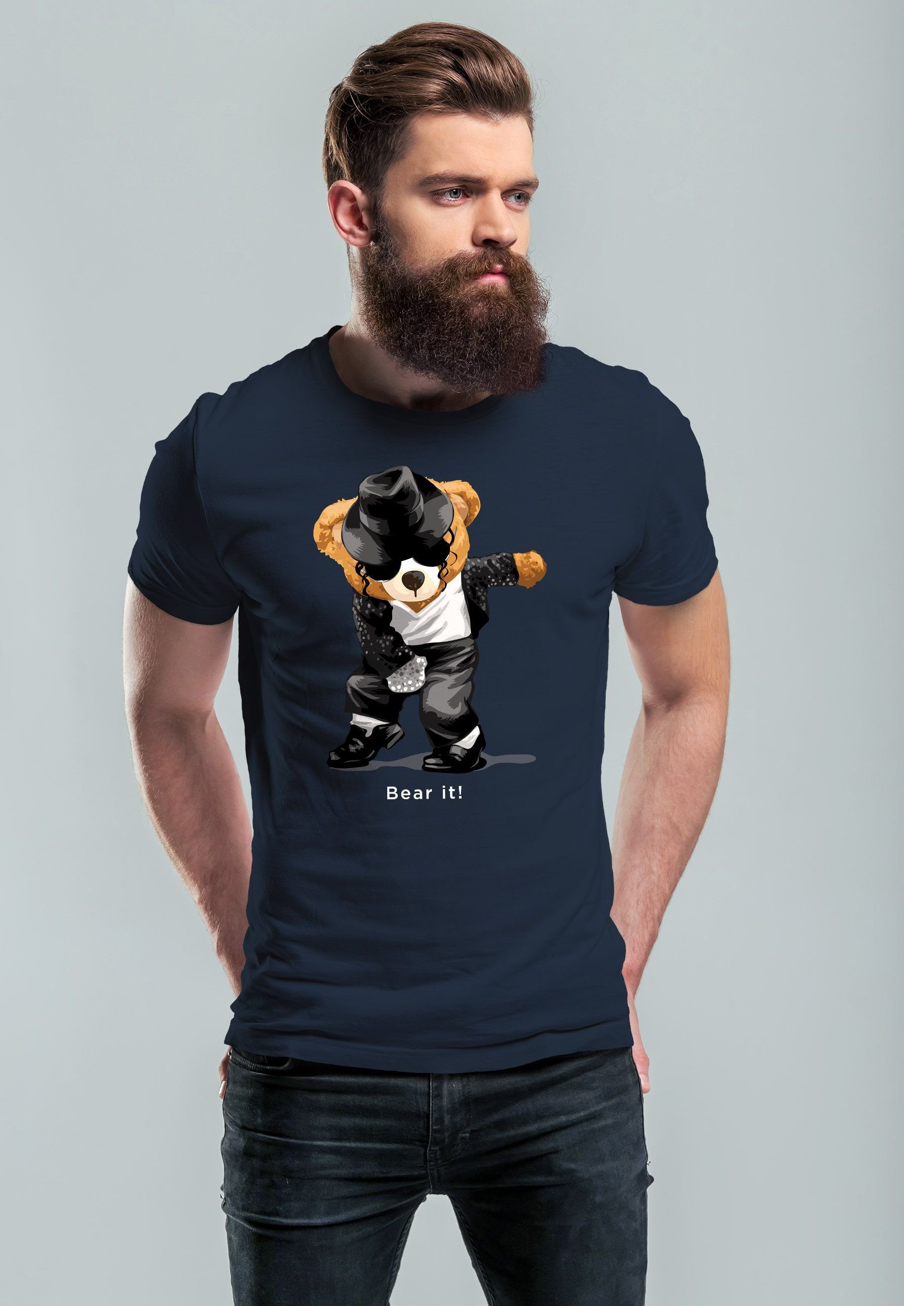 Neverless Print-Shirt Herren T-Shirt Jackson Bear günstig online kaufen