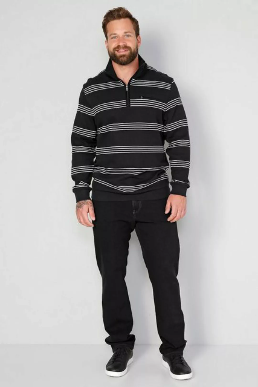 Boston Park Sweatshirt Boston Park Sweatshirt Ringel Troyerkragen günstig online kaufen