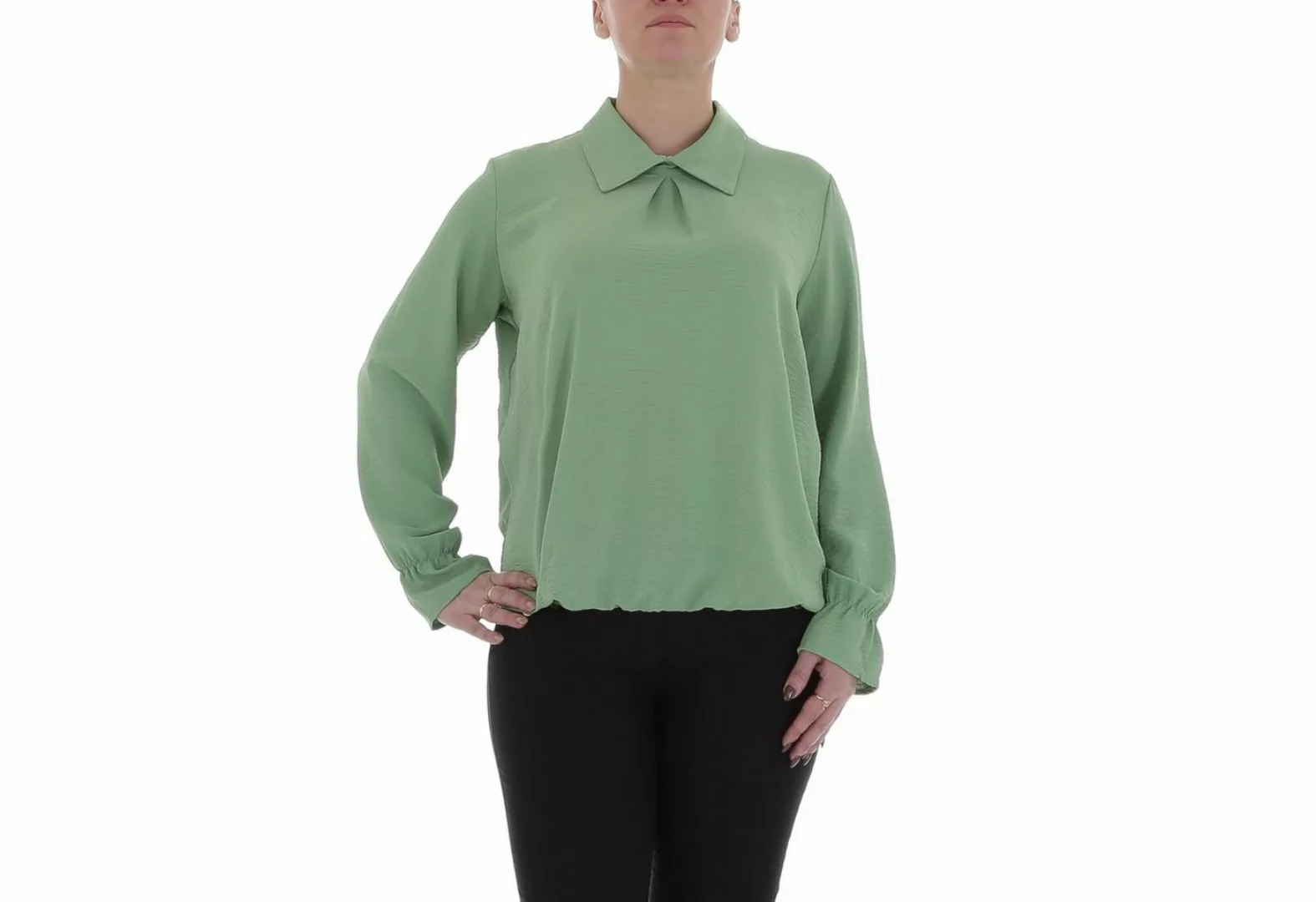 Ital-Design Langarmbluse Damen Elegant Bluse in Grün günstig online kaufen