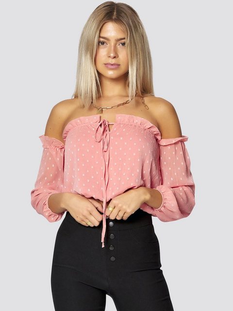 Freshlions Dirndlbluse Schulterfreie Bluse in coral - S Rüschen, keine Anga günstig online kaufen