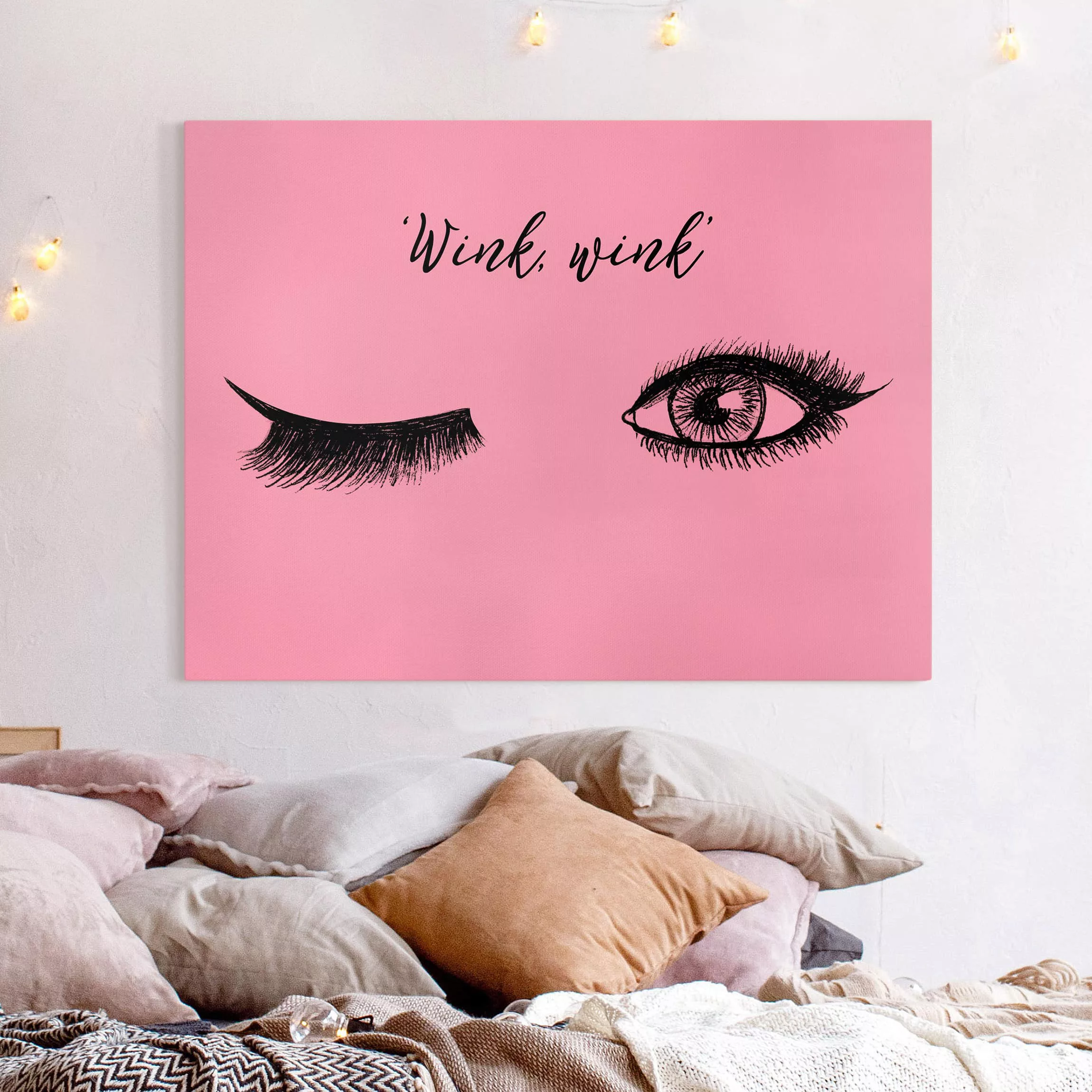 Leinwandbild Spruch - Querformat Wimpern Chat - Wink günstig online kaufen