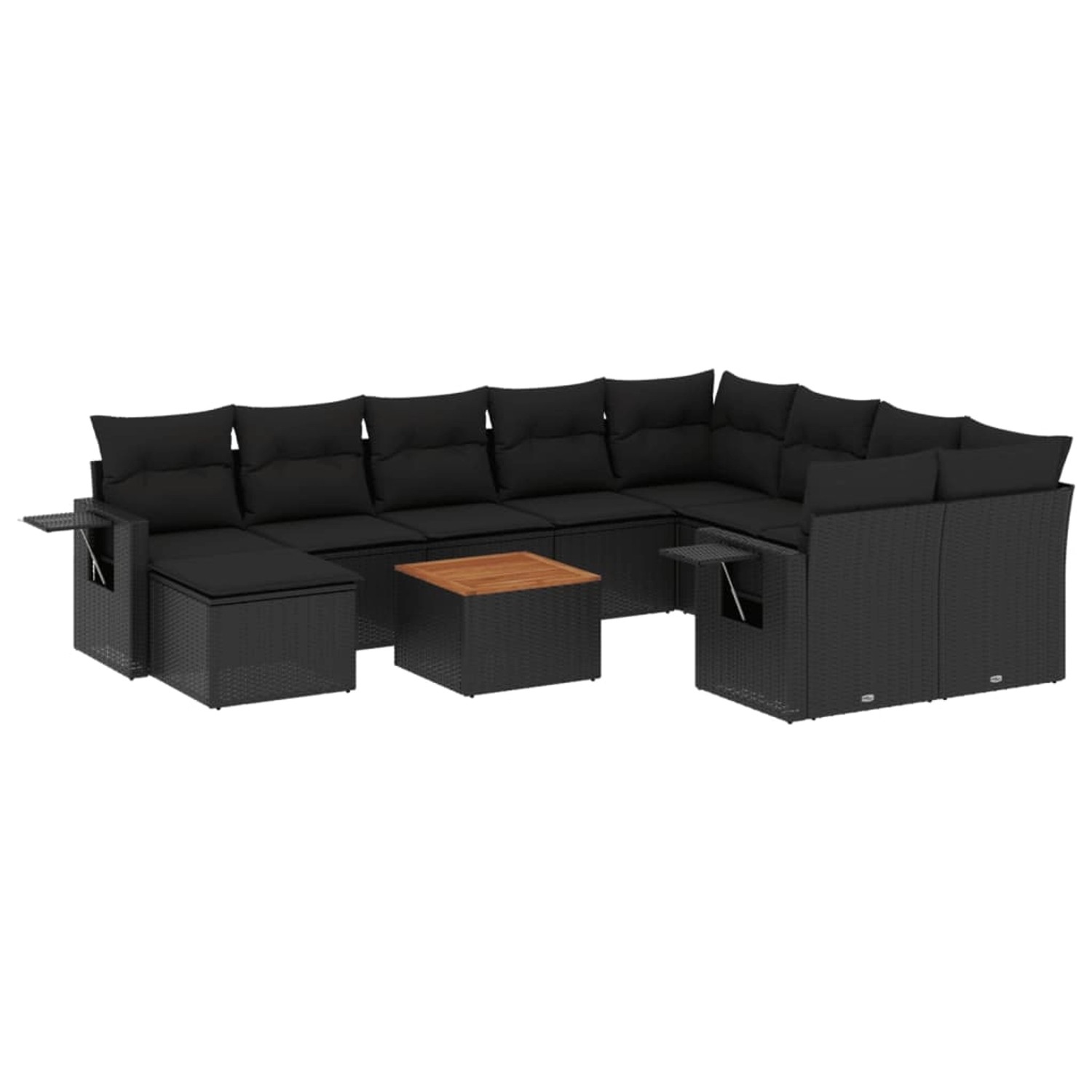 vidaXL 11-Tlg Garten-Sofagarnitur mit Kissen Schwarz Poly Rattan 3257182 günstig online kaufen
