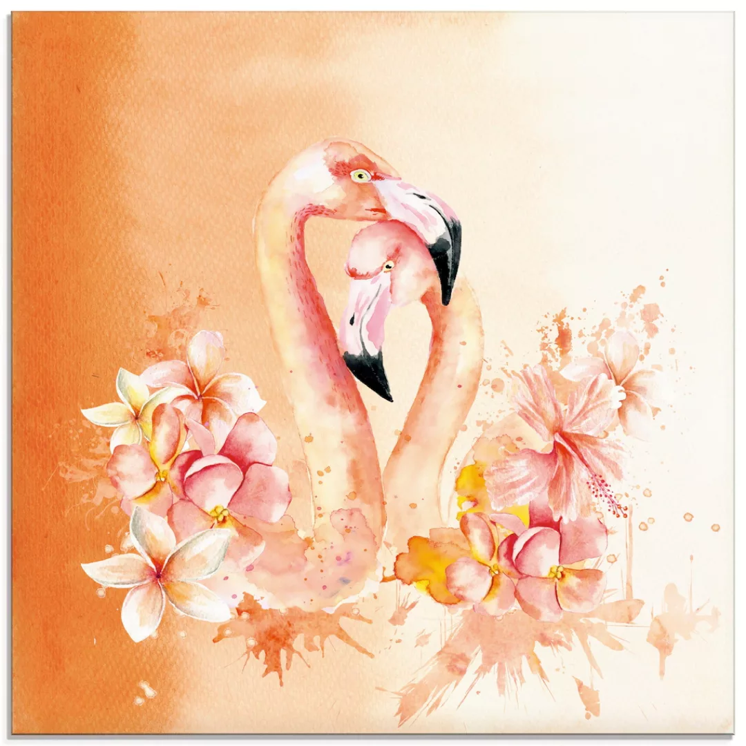Artland Glasbild »Orange Flamingo in Love- Illustration«, Vögel, (1 St.), i günstig online kaufen