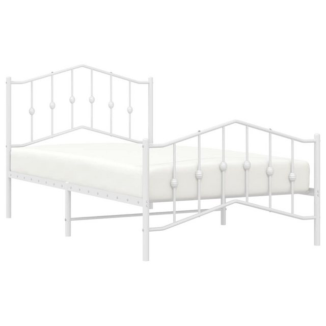 vidaXL Bett Bettgestell mit Kopf- und Fußteil Metall Weiß 100x190 cm günstig online kaufen