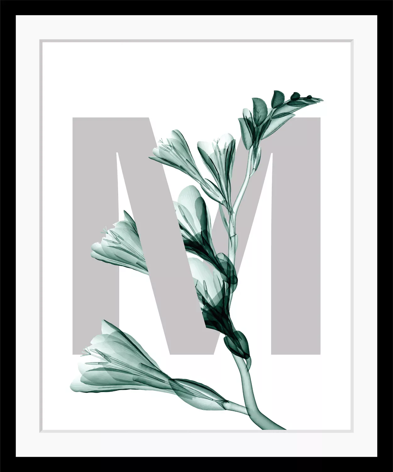 queence Bild "M-Flower", Buchstaben, Blume, gerahmt, Blätter günstig online kaufen