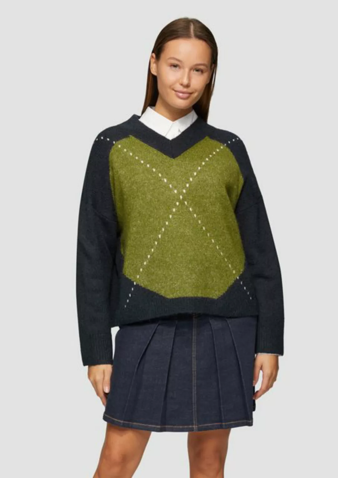 s.Oliver Strickpullover Oversized Wollmix-Strickpullover mit Argyle-Muster günstig online kaufen