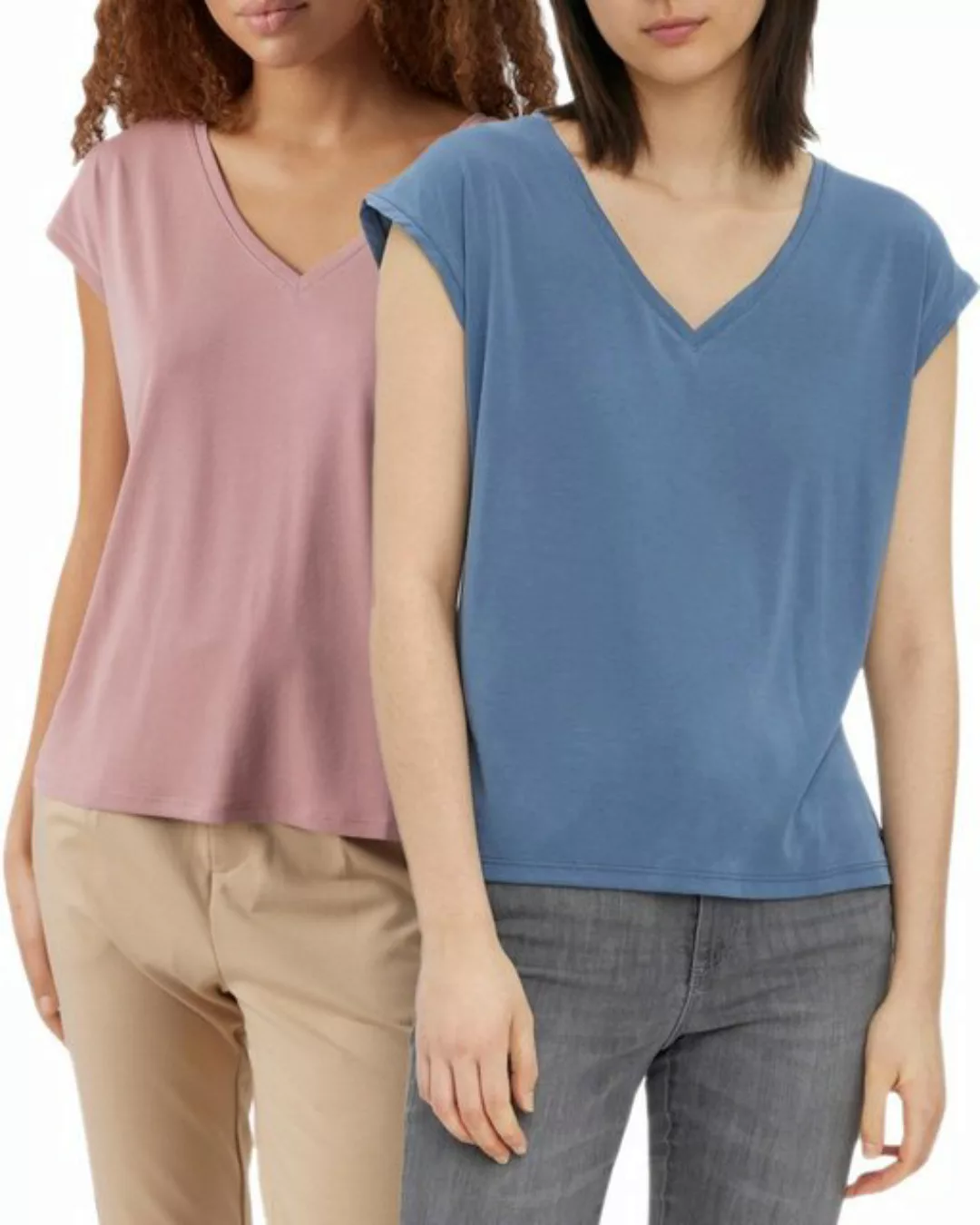 Vero Moda T-Shirt (2er-Pack) Basic Shirt mit V-Ausschnitt im Doppelpack günstig online kaufen