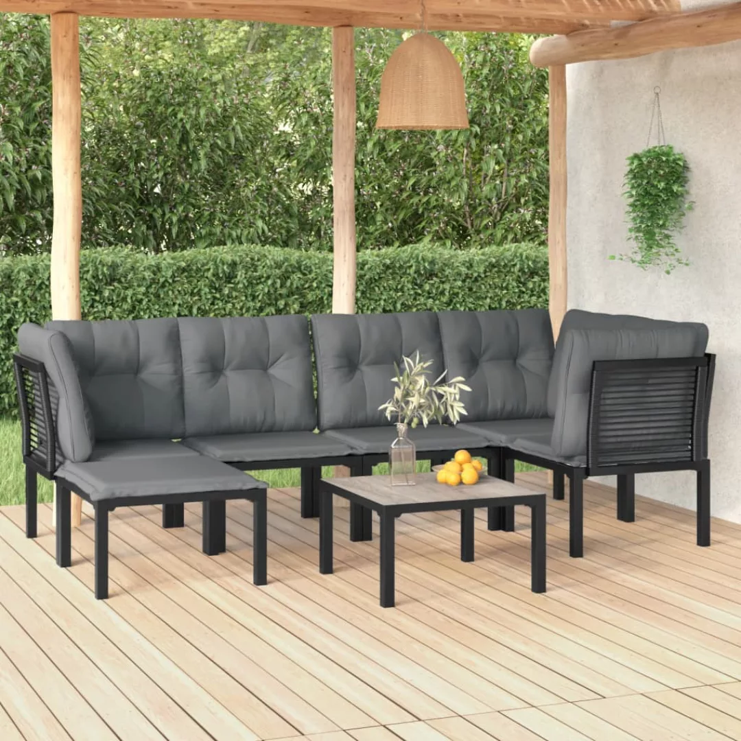 Vidaxl 7-tlg. Garten-lounge-set Schwarz Und Grau Poly Rattan günstig online kaufen