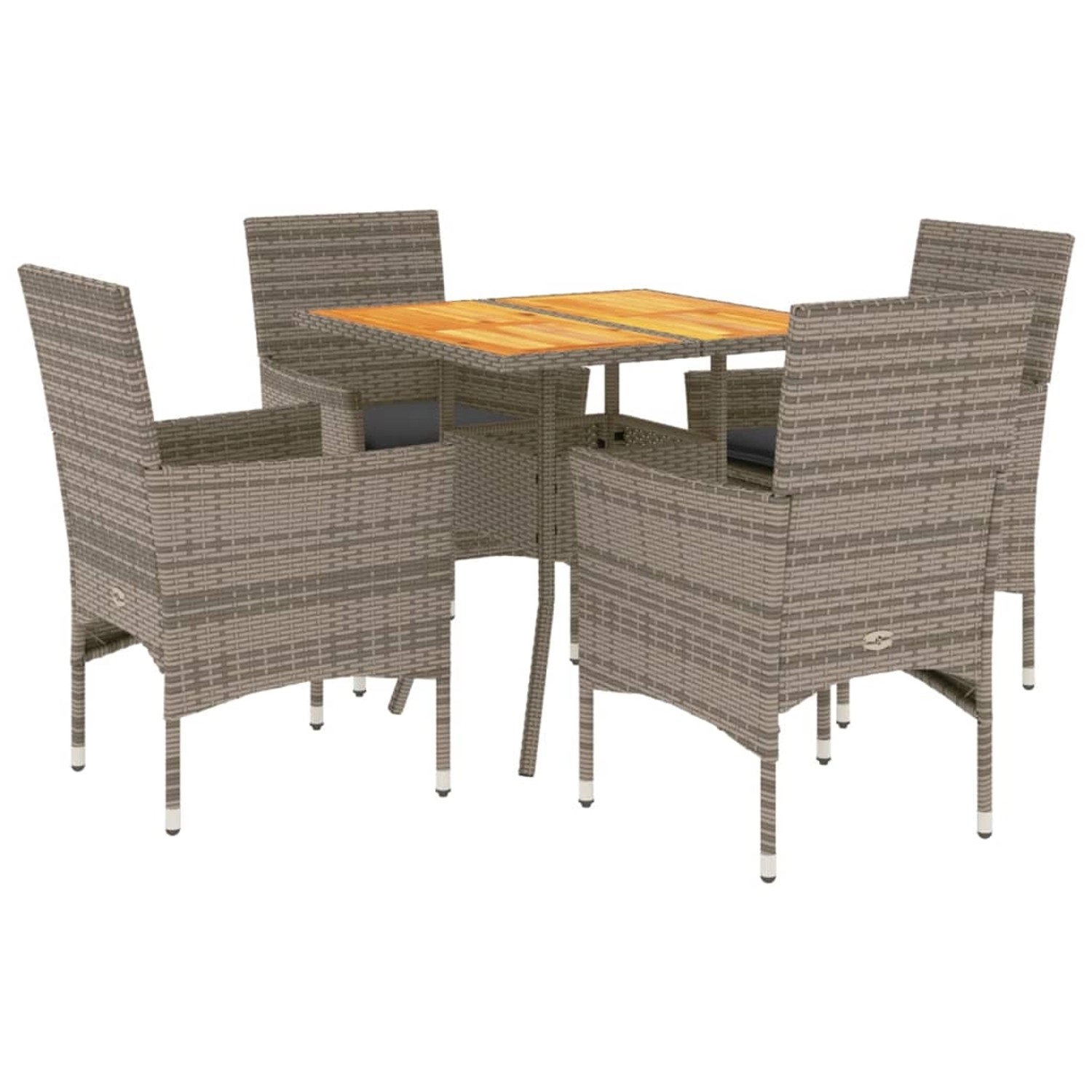 vidaXL 5-Tlg Garten-Essgruppe mit Kissen Grau Poly Rattan Akazie 3278714 günstig online kaufen