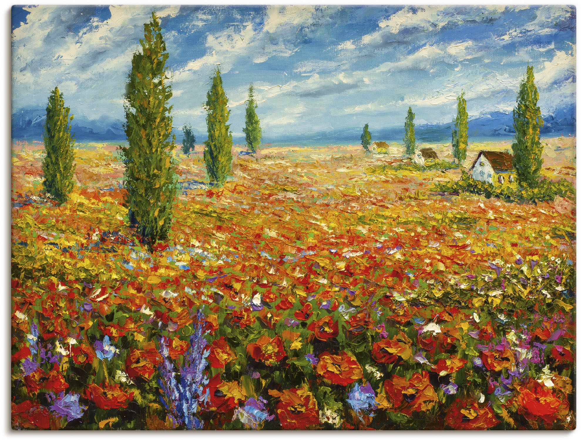 Artland Leinwandbild "Mohnblumenwiese", Blumenwiese, (1 St.), auf Keilrahme günstig online kaufen
