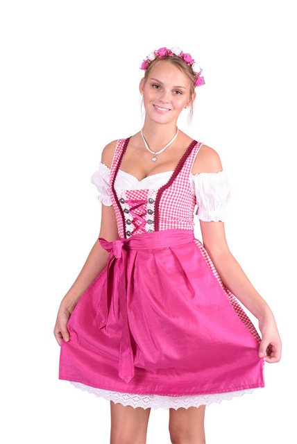 Entari Dirndl Trachtenkleid Pink kariert 301gt (Set, 3Tlg) günstig online kaufen