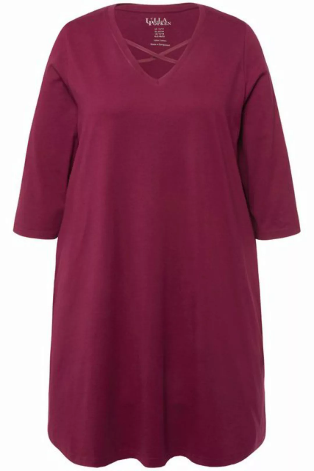 Ulla Popken Longshirt Longshirt Zierbänder A-Linie V-Ausschnitt 3/4-Arm günstig online kaufen