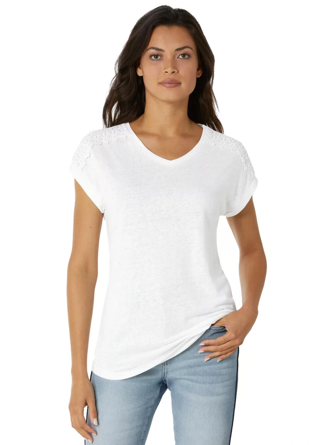 CREATION L PREMIUM V-Shirt "Leinen-Viskose-Shirt" günstig online kaufen