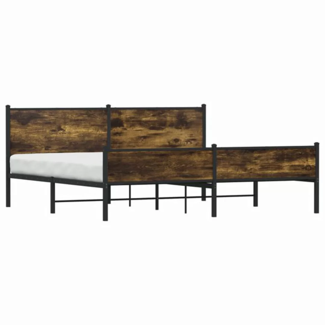 vidaXL Bett Metallbett ohne Matratze Räuchereiche 193x203 cm günstig online kaufen