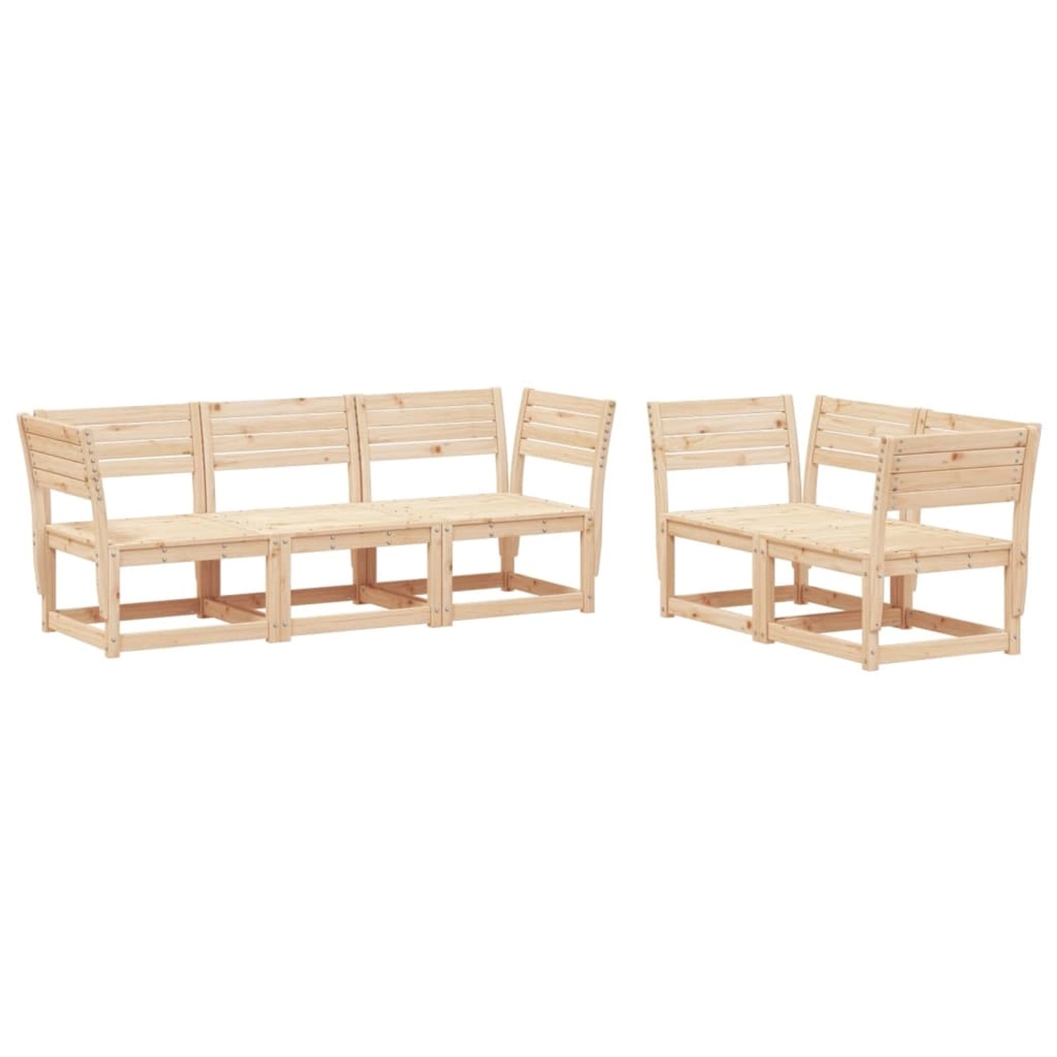 vidaXL 5-tlg Garten-Sofagarnitur Massivholz Kiefer Modell 3 günstig online kaufen