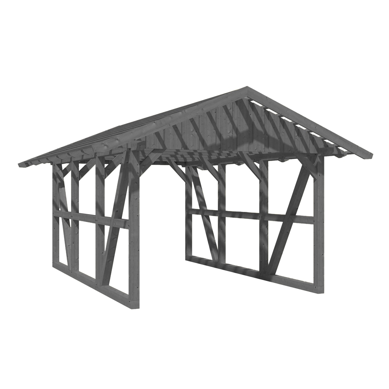 Skan Holz Carport Schwarzwald mit Dachlattung 424 x 600 cm Grau günstig online kaufen