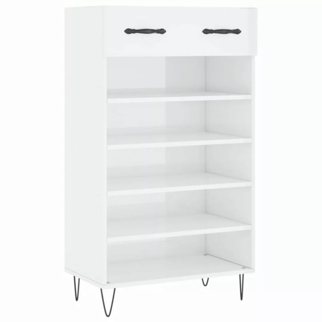 vidaXL Kleiderschrank Schuhschrank Hochglanz-Weiß 60x35x105 cm Holzwerkstof günstig online kaufen