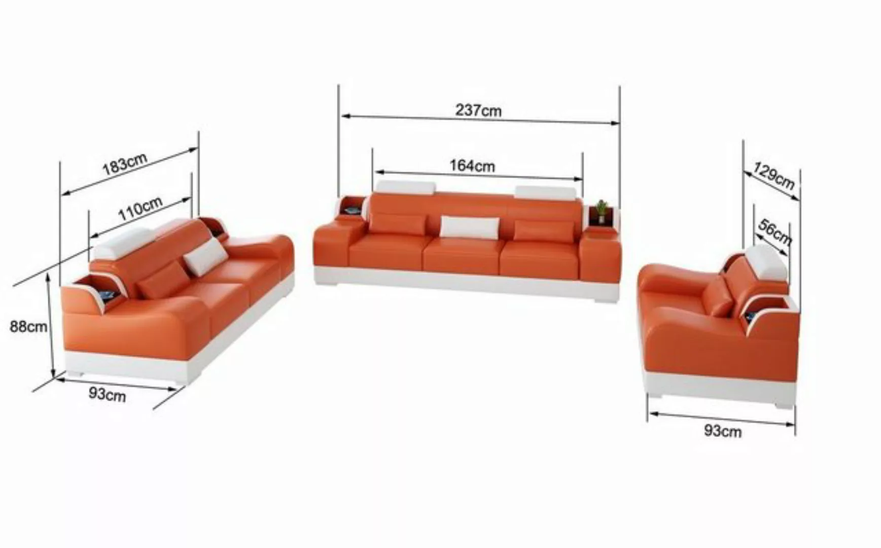 JVmoebel Sofa Design Sofas 2x 3 Sitzer Set Sofas Polster Couchen Moderne günstig online kaufen