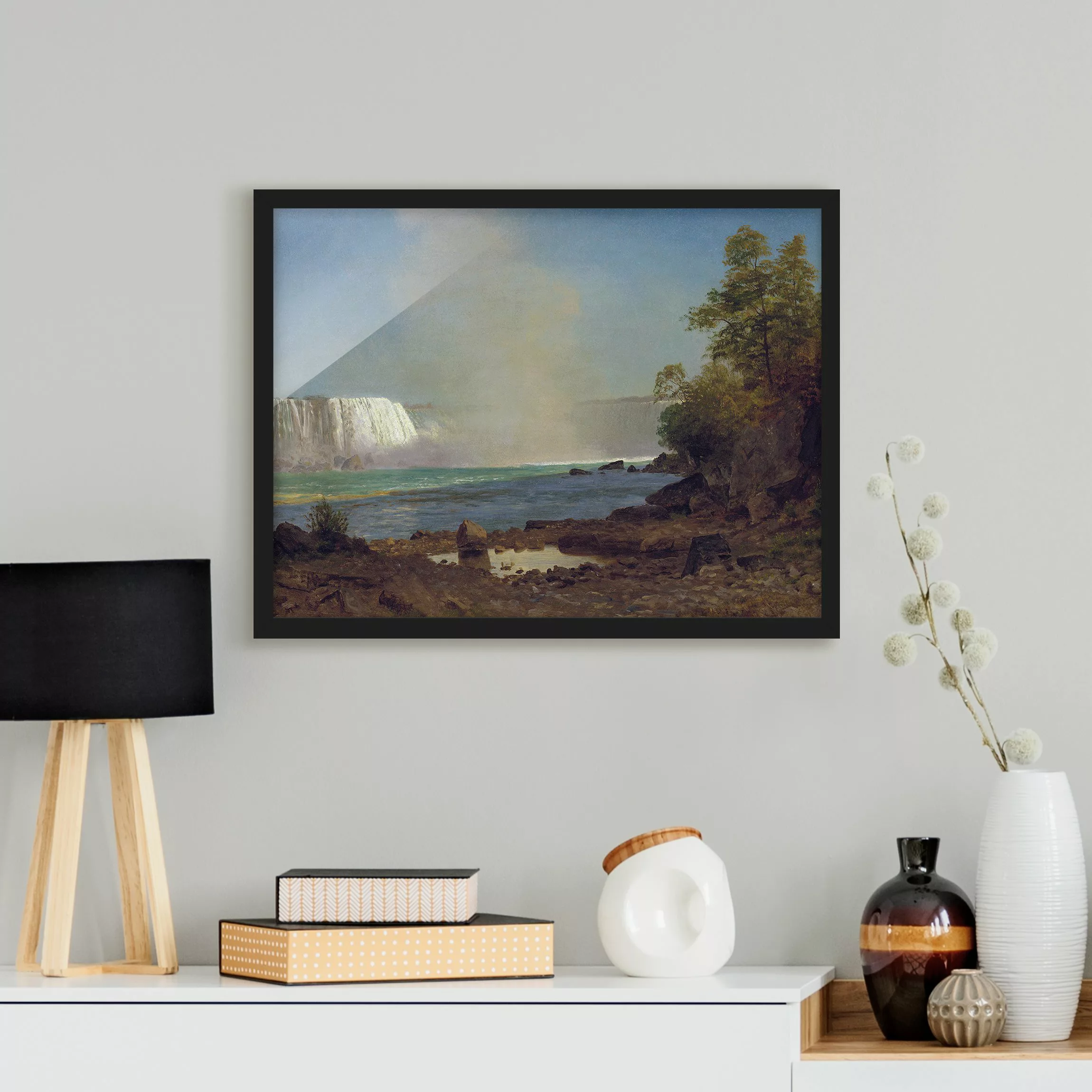 Bild mit Rahmen Kunstdruck - Querformat Albert Bierstadt - Niagarafälle günstig online kaufen