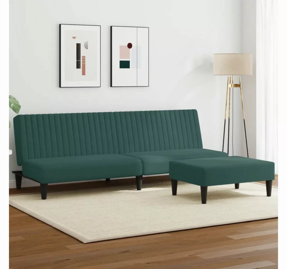 vidaXL Sofa 2-tlg. Sofagarnitur Dunkelgrün Samt günstig online kaufen