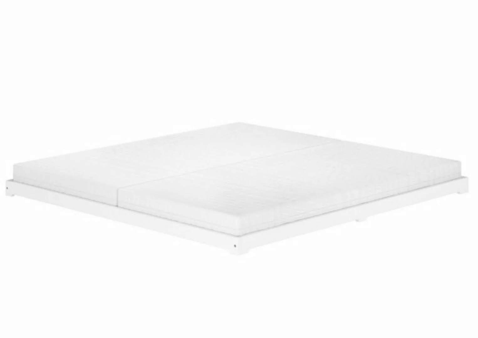 ERST-HOLZ Stapelbett Weißes Niederflurbett, Futonbett, Kieferholzbett 180x2 günstig online kaufen