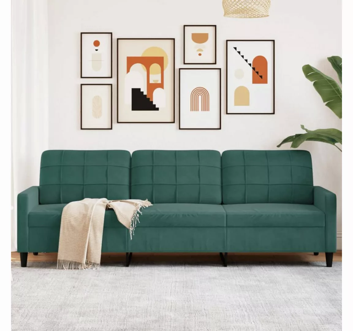 vidaXL Sofa Sofa/ 2-Sitzer/ 3-Sitzer Samt, 210 cm, Grün günstig online kaufen