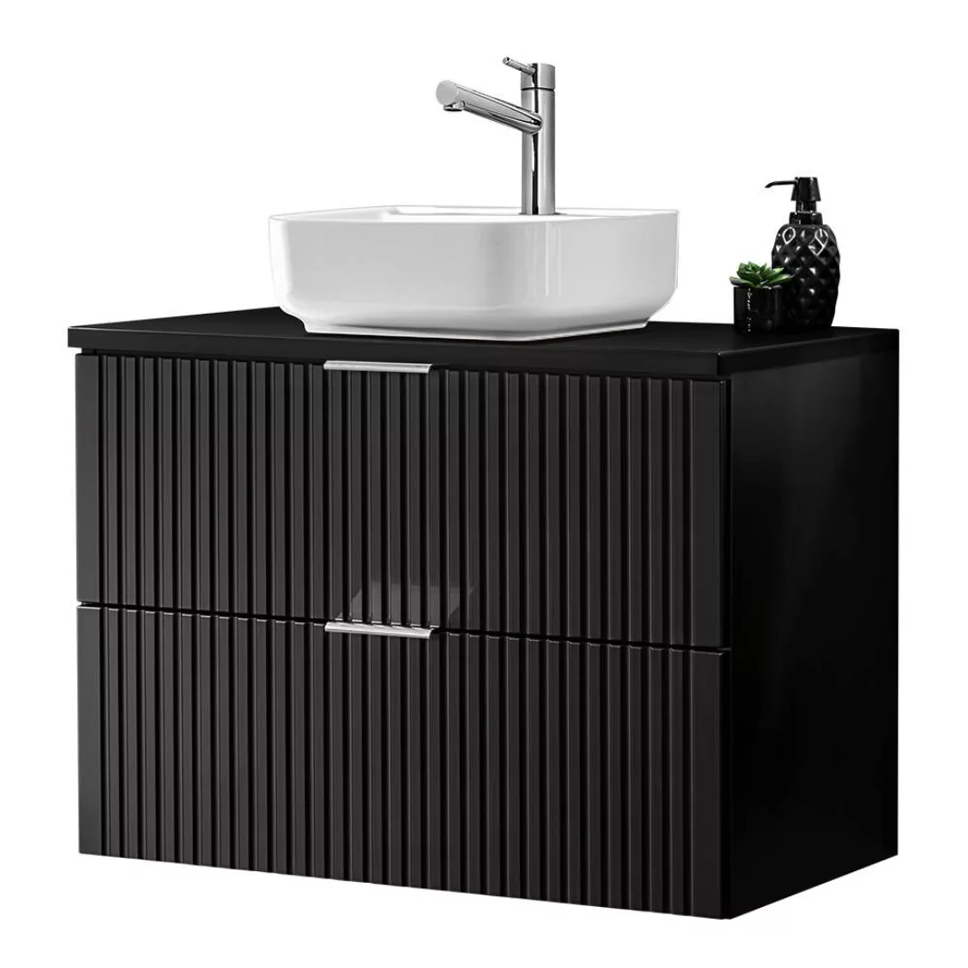 Waschtisch, 81cm, mit Aufsatzwaschbecken, ADELAIDE-56-BLACK, in matt schwar günstig online kaufen