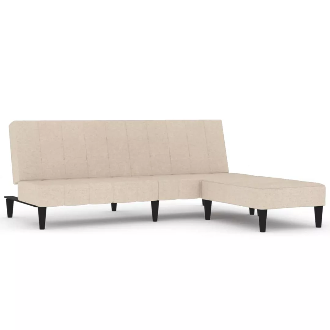 Vidaxl Schlafsofa 2-sitzer Mit Hocker Creme Mikrofasergewebe günstig online kaufen