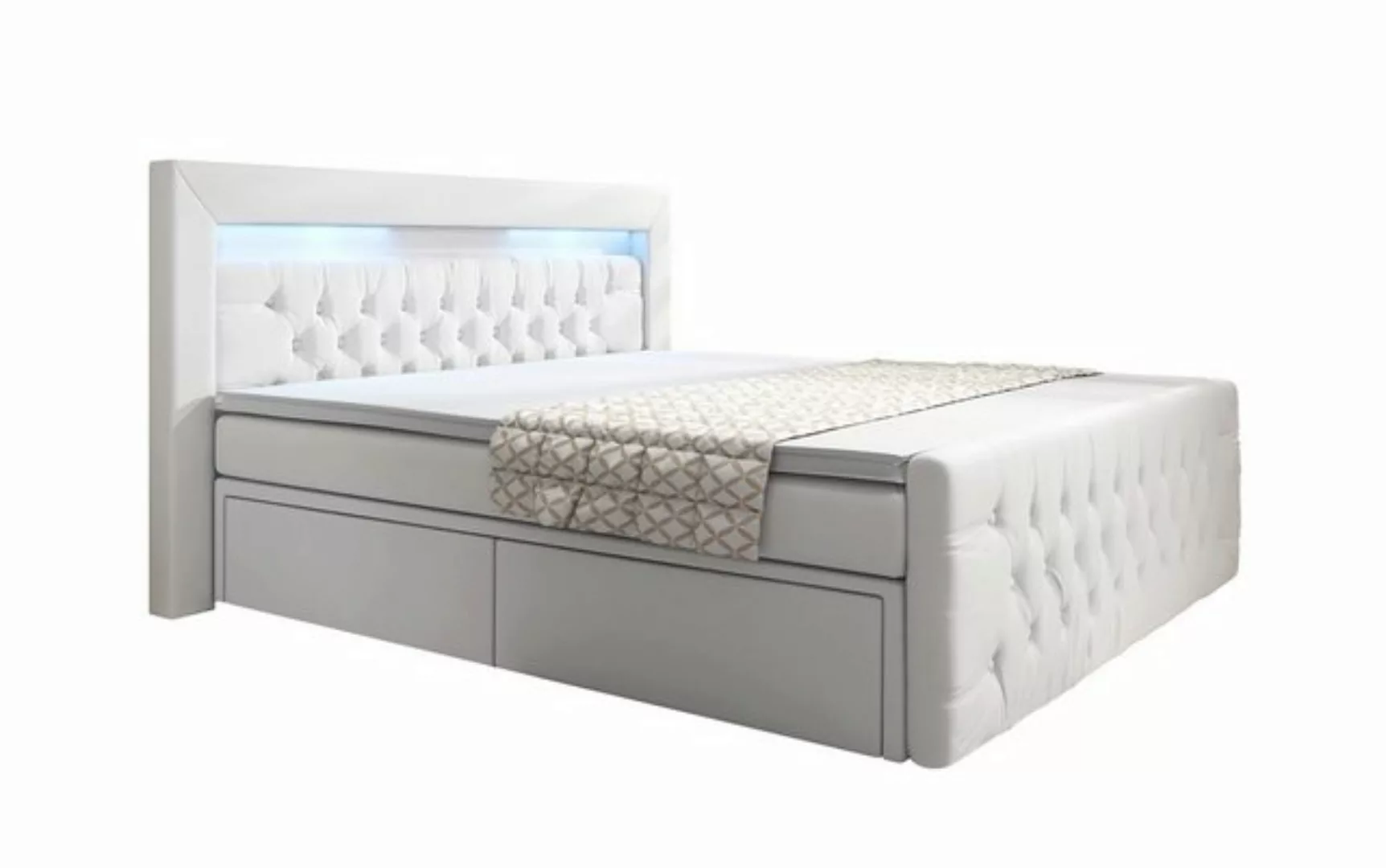 Luxusbetten24 Boxspringbett Menzogna, mit LED-Beleuchtung und Stauraum günstig online kaufen