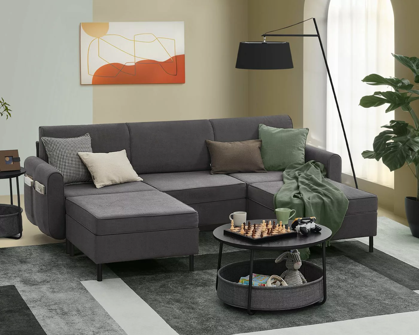 SONGMICS HOME 3-Sitzer, 5 Teile, Modulares Sofa, 5-Sitzer, Schlafsofa, U-fö günstig online kaufen