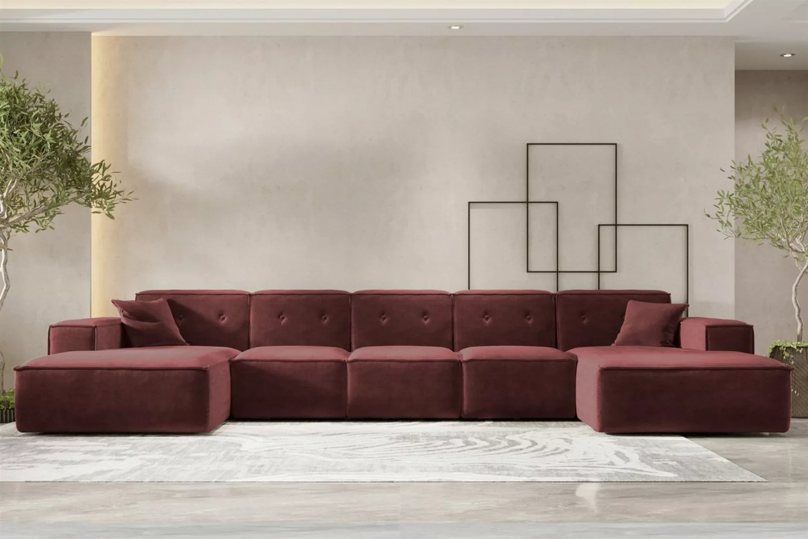 Fun Möbel Wohnlandschaft Sofa U-Form CESINA XL in Stoff, inkl. 2 Zierkissen günstig online kaufen