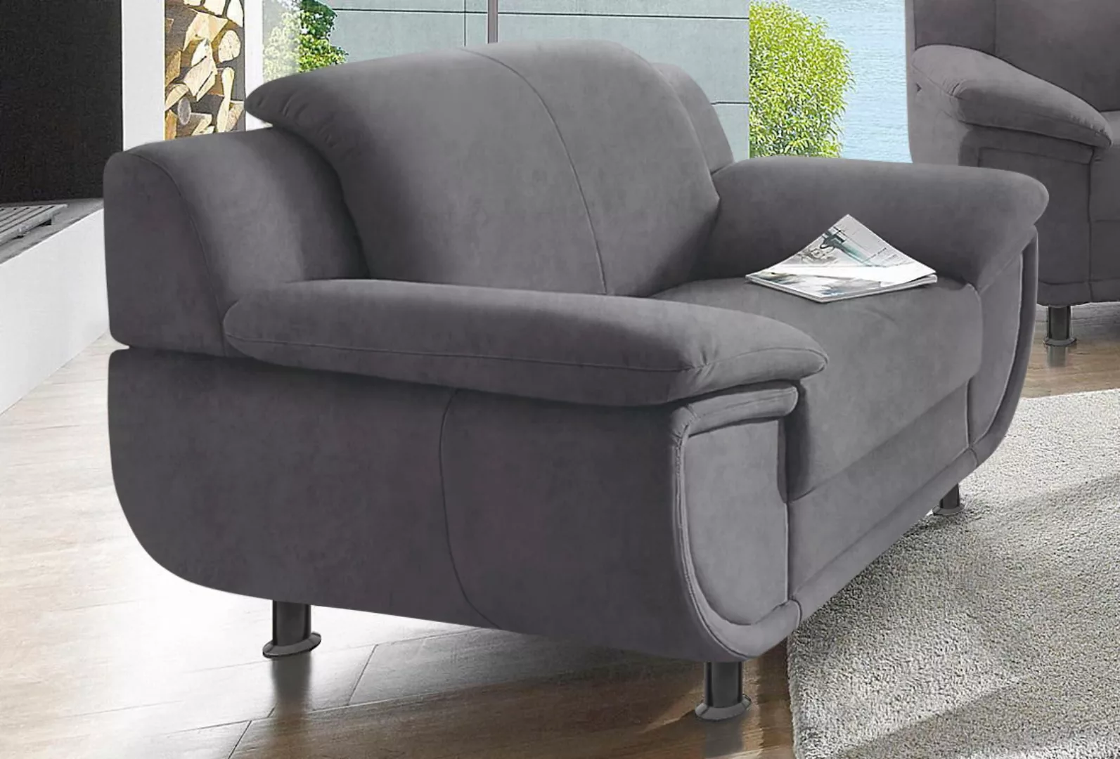 TRENDMANUFAKTUR Sessel "Rondo, Loungesessel", Füße schwarz, wahlweise mit F günstig online kaufen