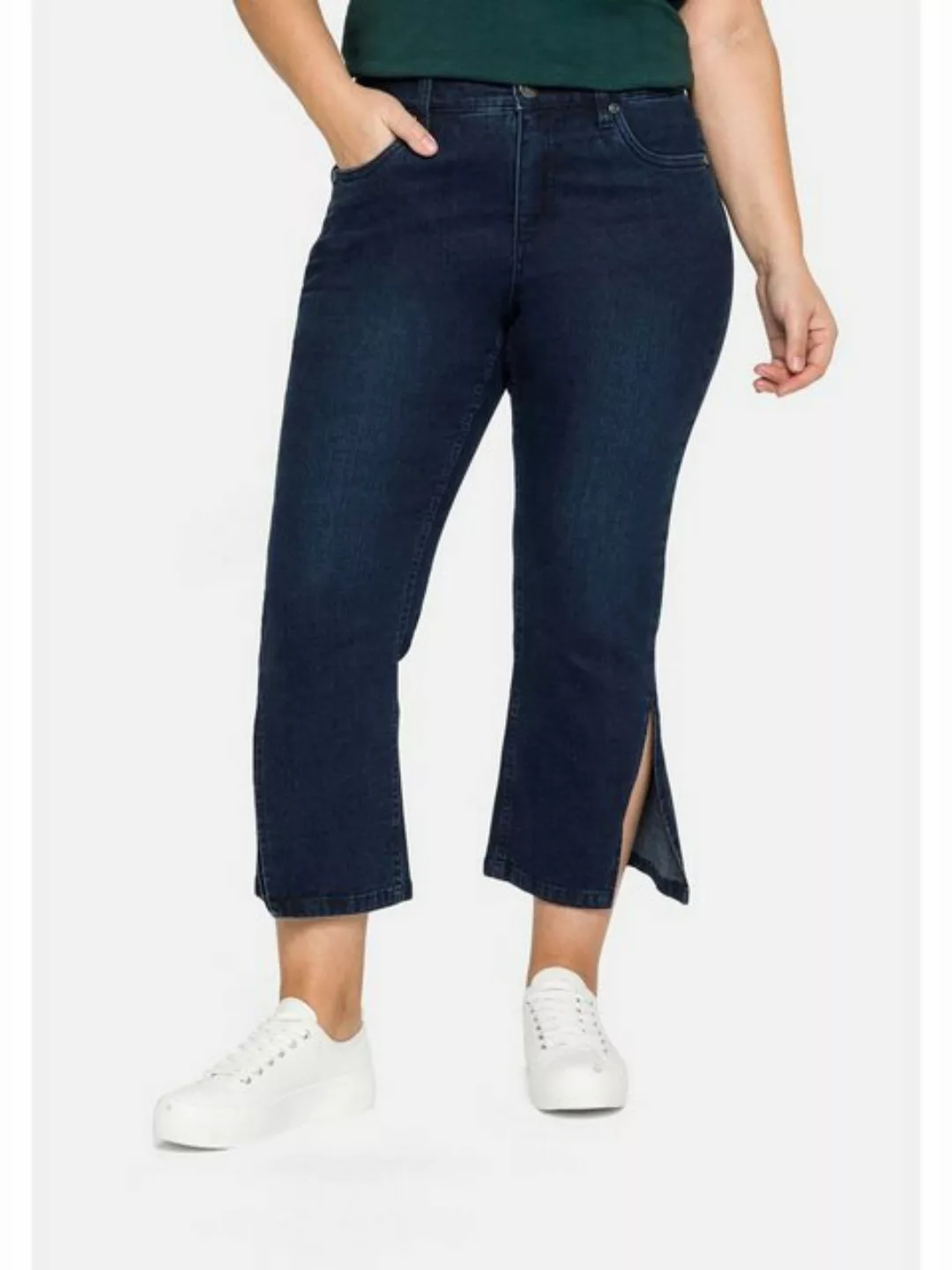 Sheego Bootcut-Jeans Große Größen in 7/8-Länge mit hoch geschlitztem Saum günstig online kaufen
