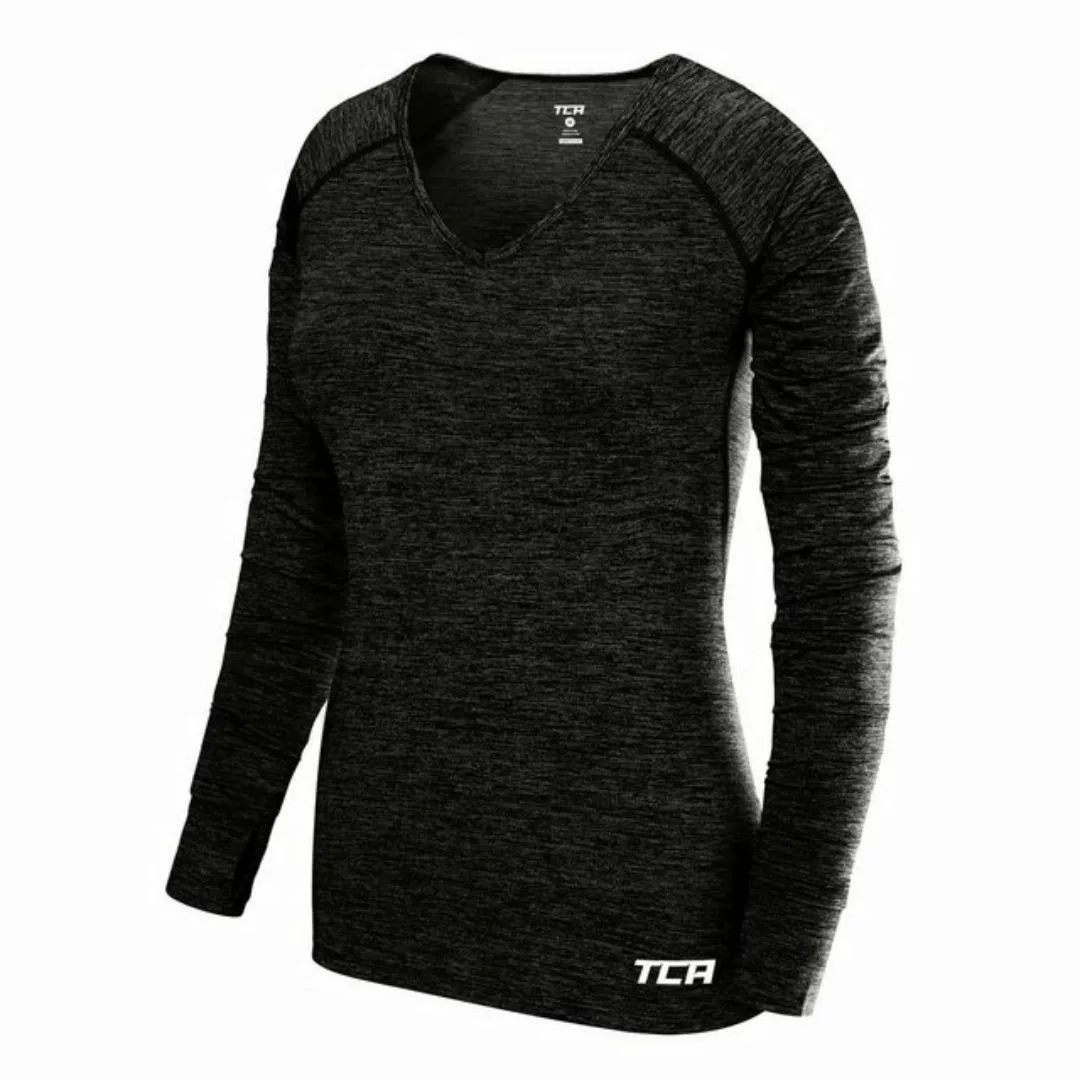 TCA Langarmshirt TCA Damen Langarm V-Ausschnitt Laufshirt - Schwarz (1-tlg) günstig online kaufen