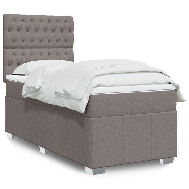 vidaXL Boxspringbett, Boxspringbett mit Matratze Taupe 100x200 cm Stoff günstig online kaufen