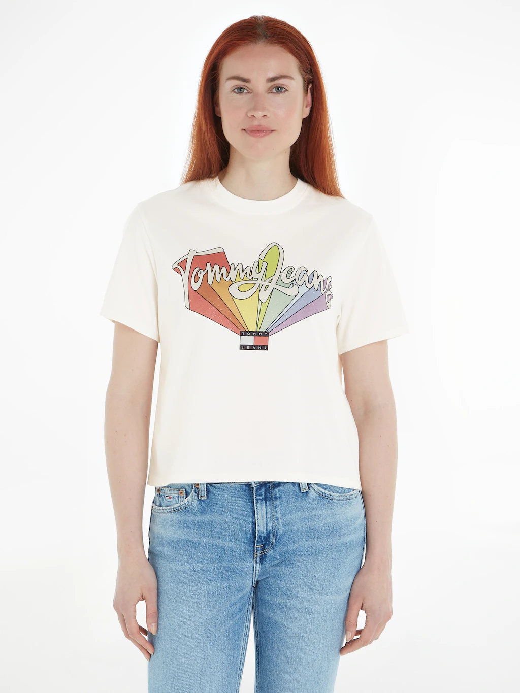 Tommy Jeans T-Shirt TJW BXY RAINBOW FLAG TEE mit Frontprint günstig online kaufen