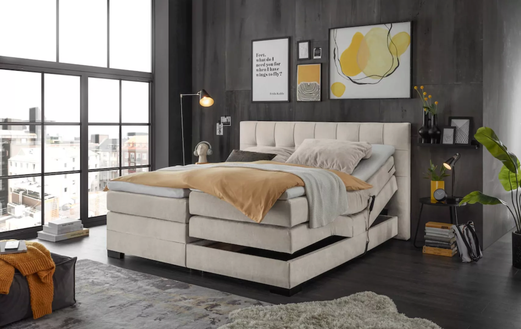 ED EXCITING DESIGN Boxspringbett "Talena", inkl. Motor und Topper günstig online kaufen