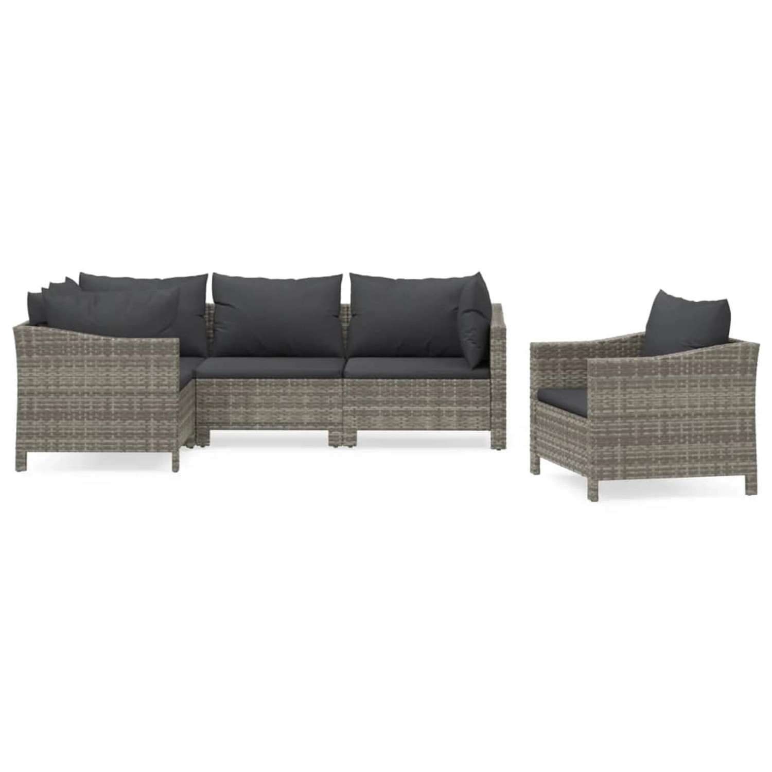 Vidaxl 5-tlg. Garten-lounge-set Mit Kissen Grau Poly Rattan günstig online kaufen