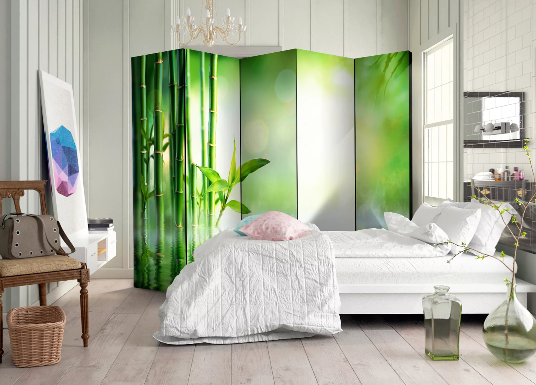 5-teiliges Paravent - Green Bamboo Ii [room Dividers] günstig online kaufen