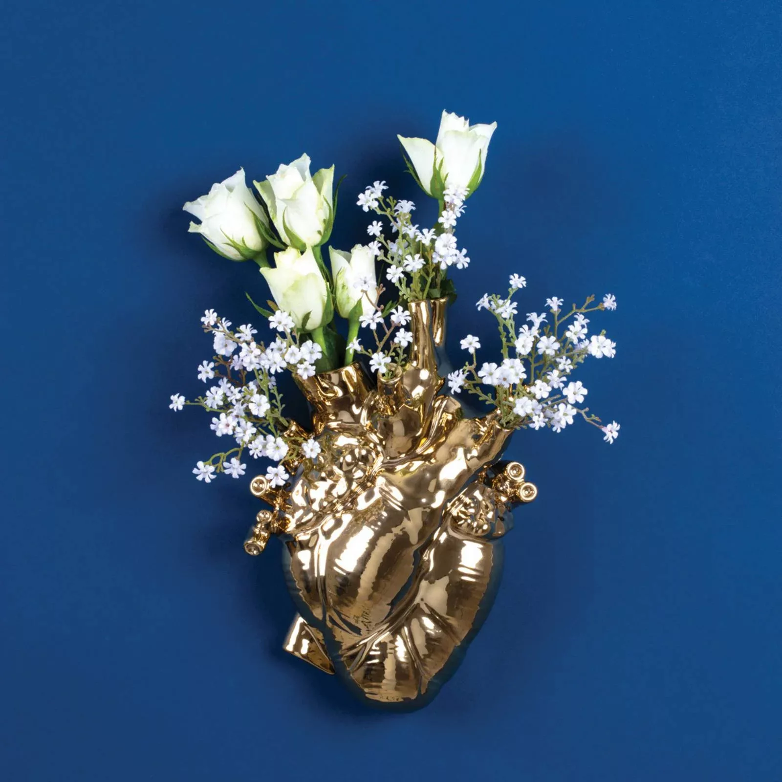 SELETTI Vase Love in Bloom, goldfarben, Herzform, Porzellan günstig online kaufen