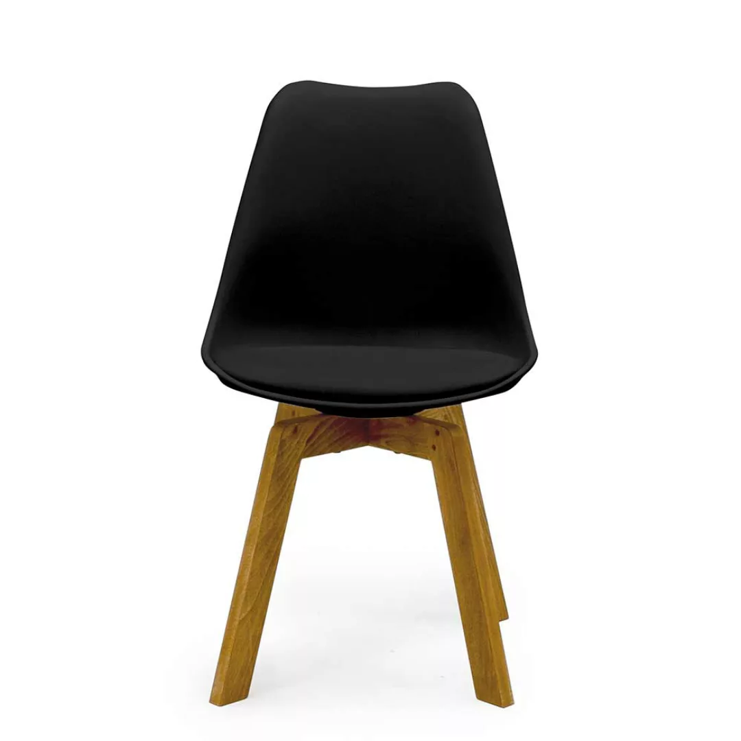 Schalen Esszimmerstühle in Schwarz Kunststoff Massivholzgestell (4er Set) günstig online kaufen