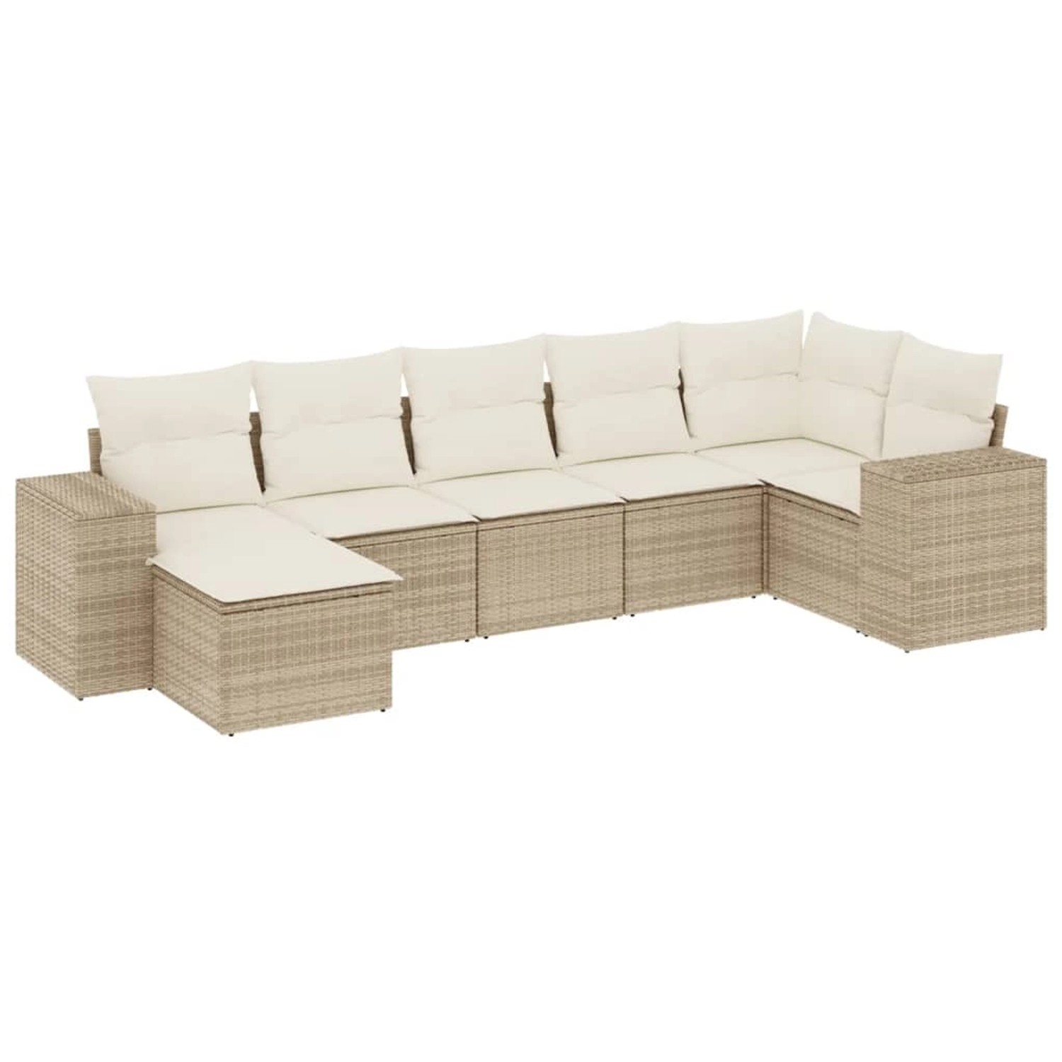 vidaXL 7-Tlg Garten-Sofagarnitur mit Kissen Beige Poly Rattan 3255215 günstig online kaufen